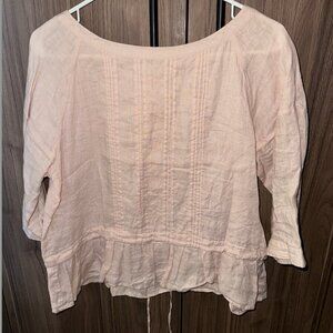 Light pink linen quarter sleeve blouse